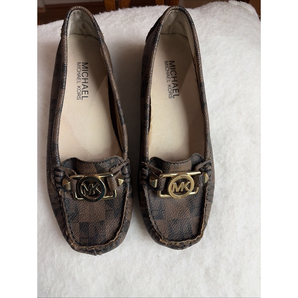 Michael Kors Shoes 4.5M Moccasin Loafers Slip On Gold MK Flats